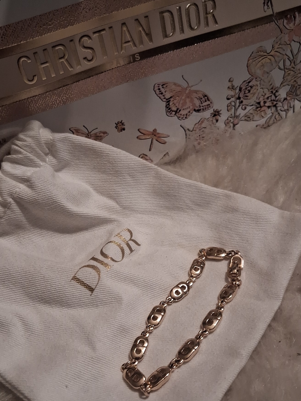 Authentic Christian Dior Vintage Gold Link Logo Bracelet Women’s Jewelry - Picture 3 of 9